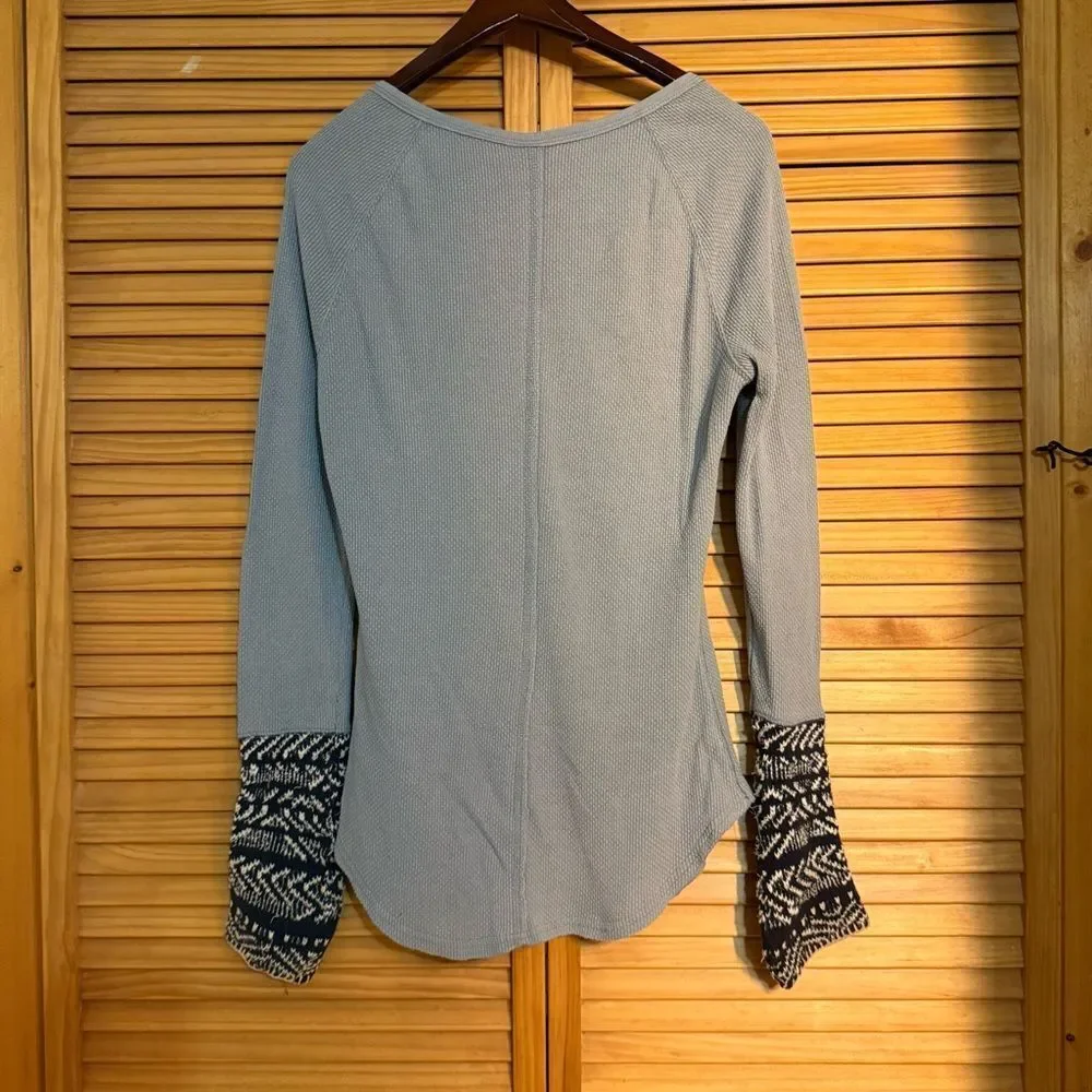 Free people Long Sleeve Top with Patterned Cuffs medium